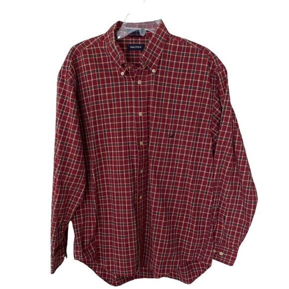 Nautica Mens Button Down Plaid Shirt - Picture 1 of 3